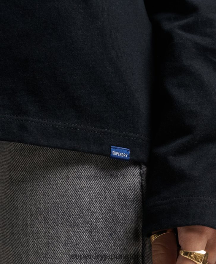 オーガニックコットンのヴィンテージロゴ刺繍トップス 女性 Superdry 衣類 黒 2J62PZ6676