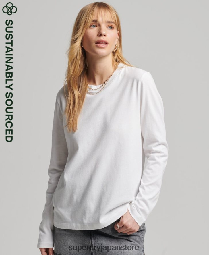 オーガニックコットンのヴィンテージロゴ刺繍トップス 女性 Superdry 衣類 白 2J62PZ6677