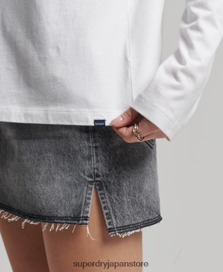 オーガニックコットンのヴィンテージロゴ刺繍トップス 女性 Superdry 衣類 白 2J62PZ6677