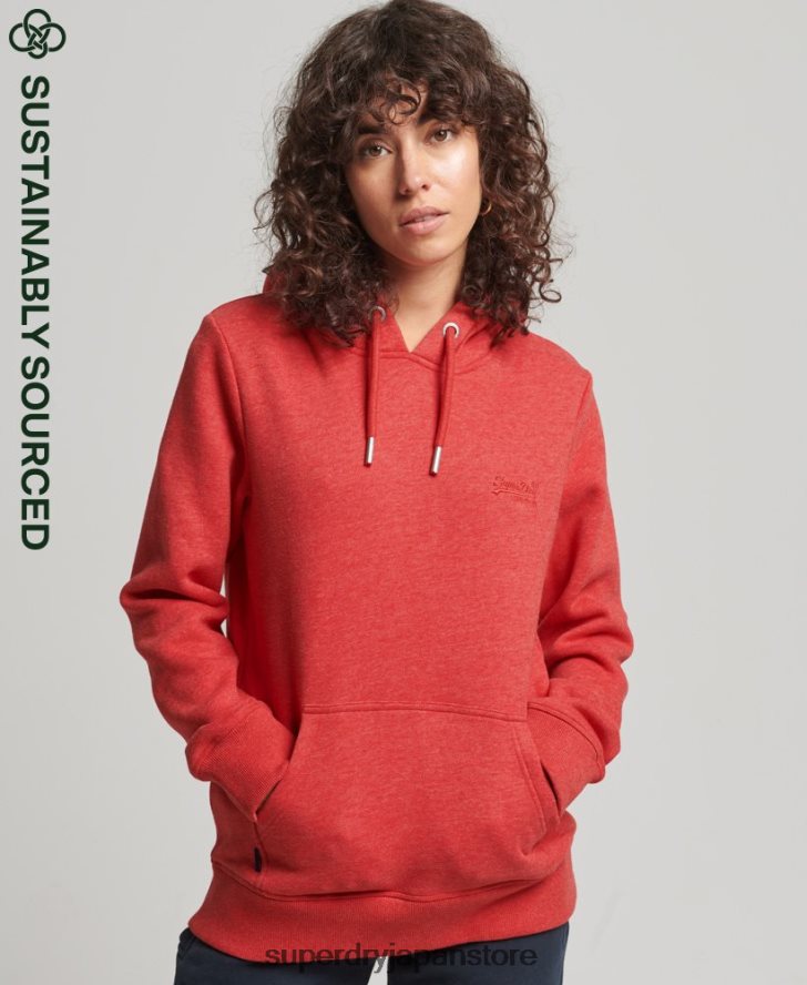 オーガニックコットンのヴィンテージロゴ刺繍パーカー 女性 Superdry 衣類 赤 2J62PZ6679