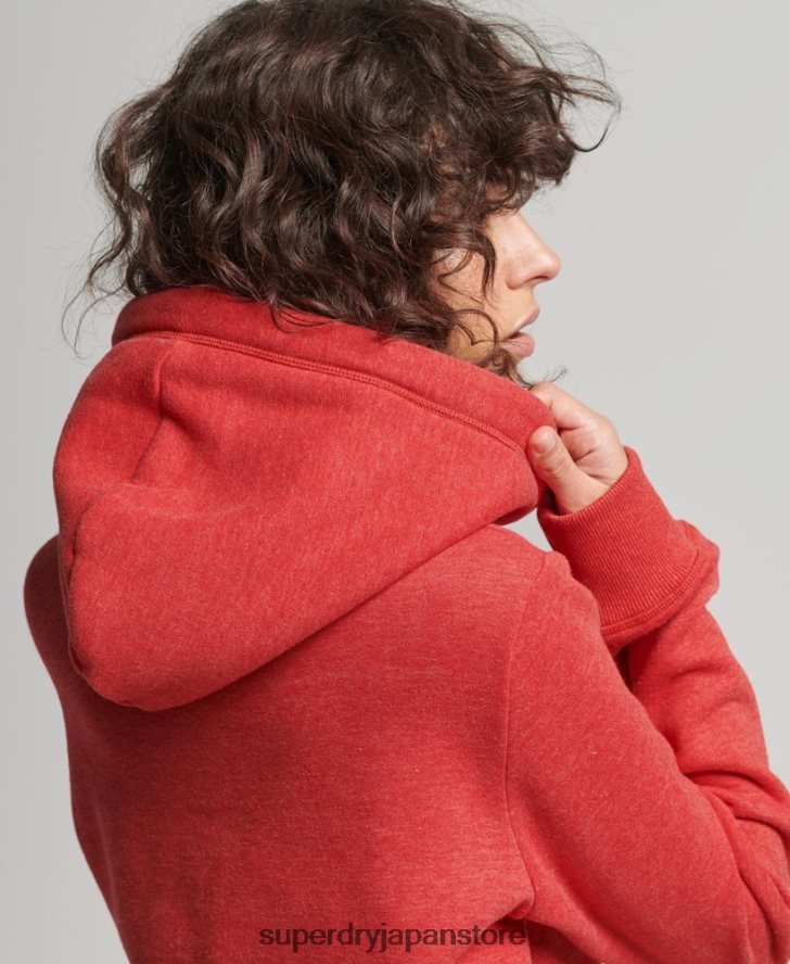 オーガニックコットンのヴィンテージロゴ刺繍パーカー 女性 Superdry 衣類 赤 2J62PZ6679