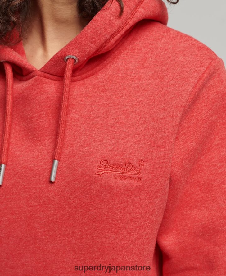 オーガニックコットンのヴィンテージロゴ刺繍パーカー 女性 Superdry 衣類 赤 2J62PZ6679