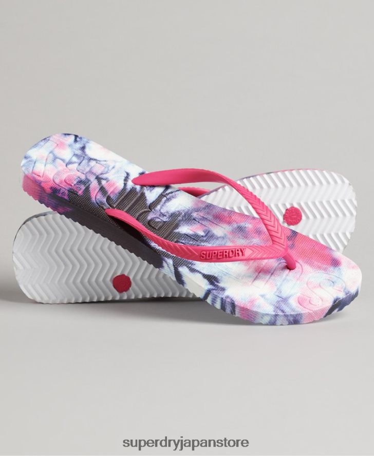 コードタイダイフリップフロップ 女性 Superdry 靴 ピンク 2J62PZ6681