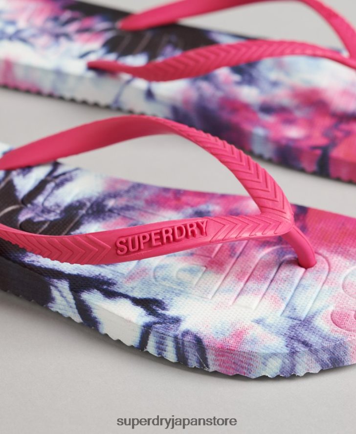 コードタイダイフリップフロップ 女性 Superdry 靴 ピンク 2J62PZ6681
