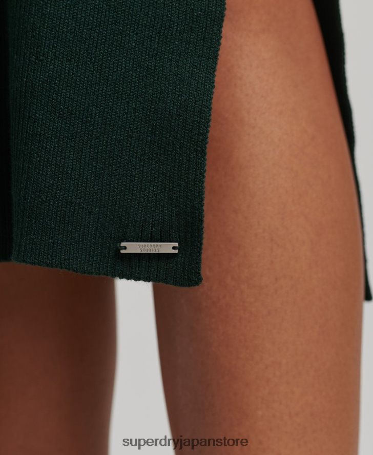 バックレスニットミディドレス 女性 Superdry 衣類 緑 2J62PZ6684