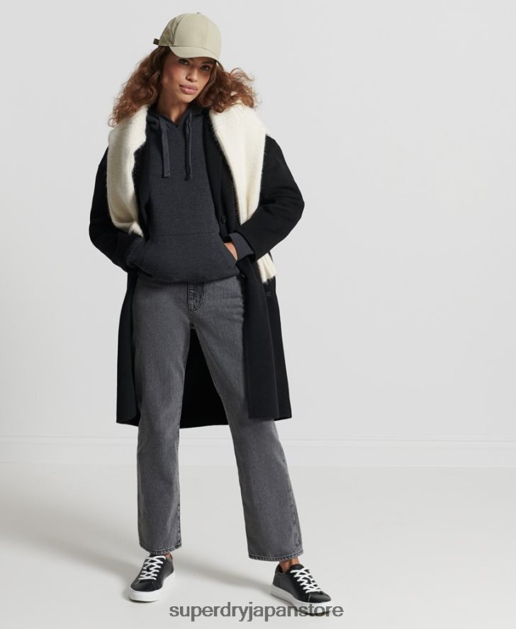 オーガニックコットン エッセンシャル オーガニックコットン パーカー 女性 Superdry 衣類 黒 2J62PZ6686