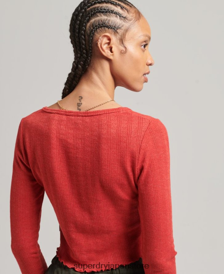 オーガニックコットン ヴィンテージ ポインテール クロップトップ 女性 Superdry 衣類 赤 2J62PZ6688