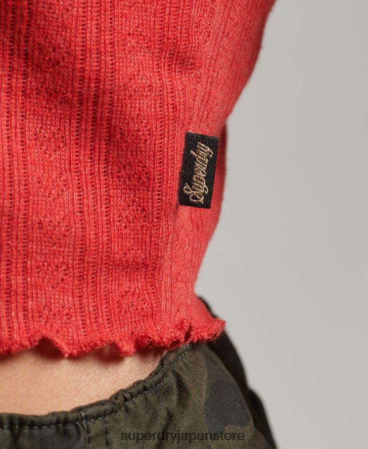 オーガニックコットン ヴィンテージ ポインテール クロップトップ 女性 Superdry 衣類 赤 2J62PZ6688