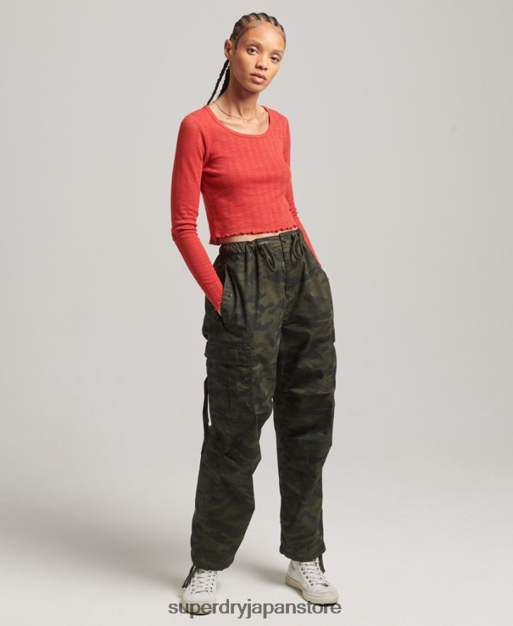オーガニックコットン ヴィンテージ ポインテール クロップトップ 女性 Superdry 衣類 赤 2J62PZ6688