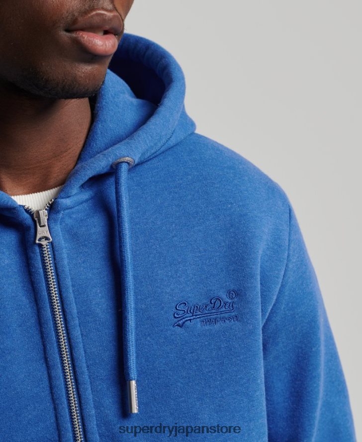 オーガニックコットン ヴィンテージロゴ ジップパーカー 男性 Superdry 衣類 青 2J62PZ668