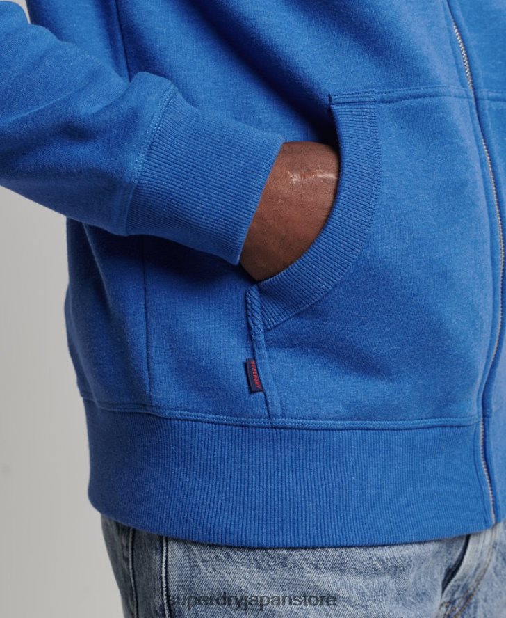 オーガニックコットン ヴィンテージロゴ ジップパーカー 男性 Superdry 衣類 青 2J62PZ668