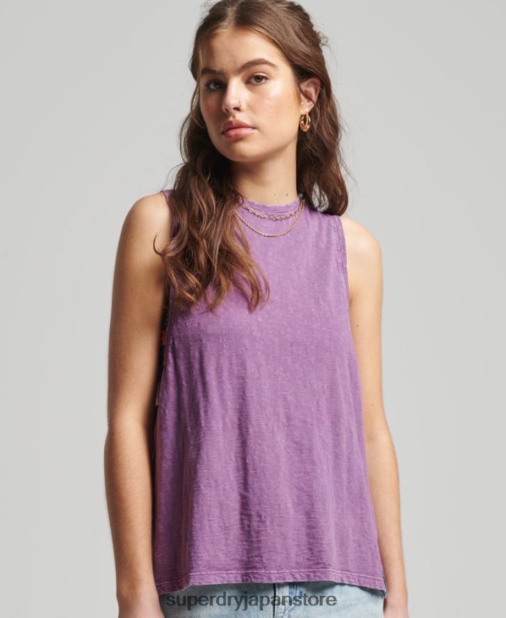 オーガニックコットン ヴィンテージ サーフ ランチェロ ベスト 女性 Superdry 衣類 紫 2J62PZ6693