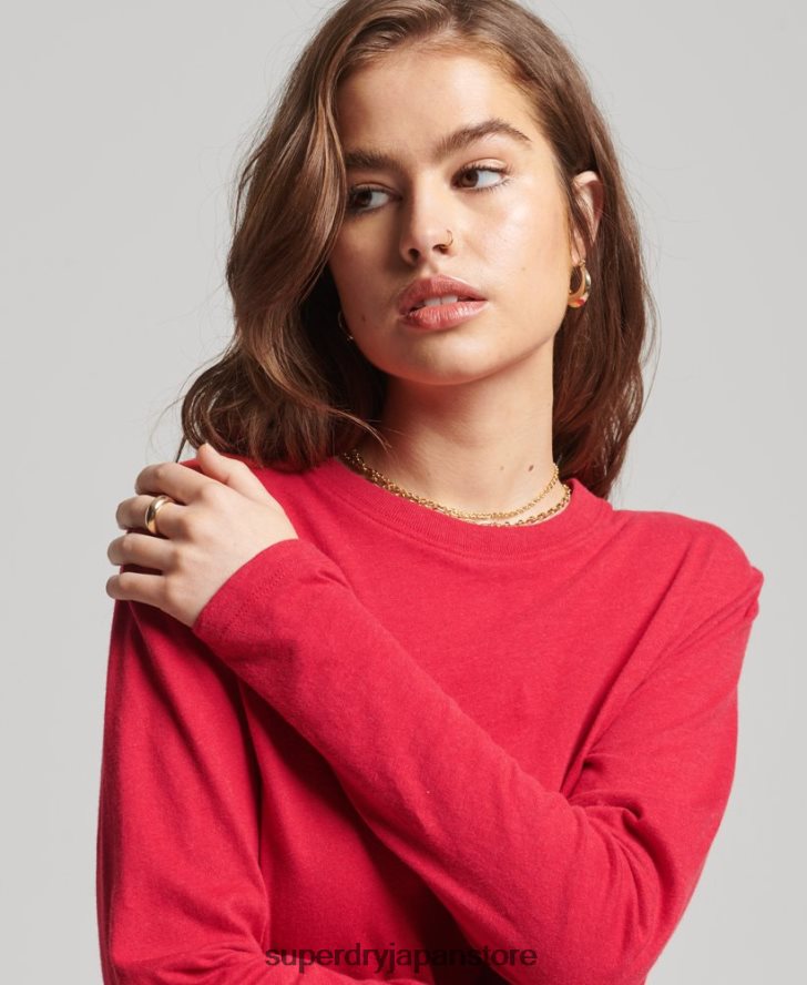 オーガニックコットンのヴィンテージロゴ刺繍トップス 女性 Superdry 衣類 赤 2J62PZ6694