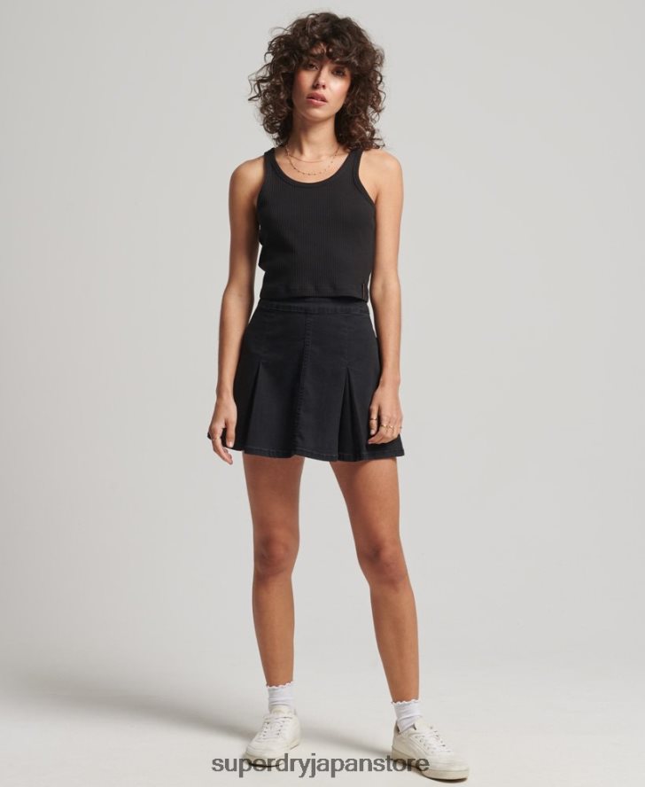 オーガニックコットンヴィンテージリブクロップベストトップ 女性 Superdry 衣類 黒 2J62PZ6698