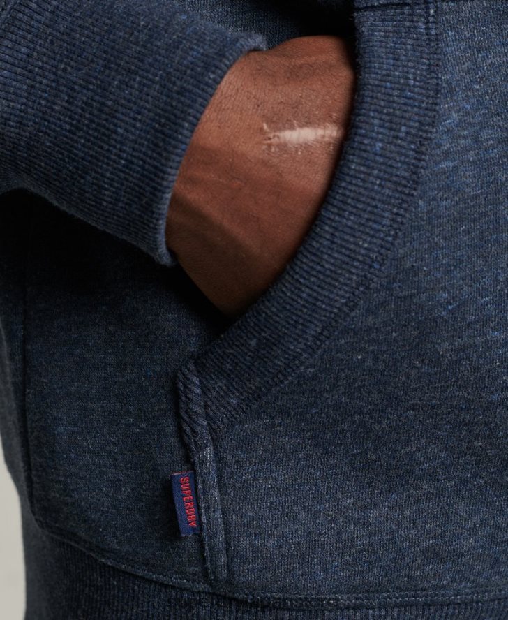 オーガニックコットン ヴィンテージロゴ ジップパーカー 男性 Superdry 衣類 海軍 2J62PZ669