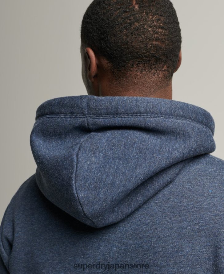 オーガニックコットン ヴィンテージロゴ ジップパーカー 男性 Superdry 衣類 海軍 2J62PZ669
