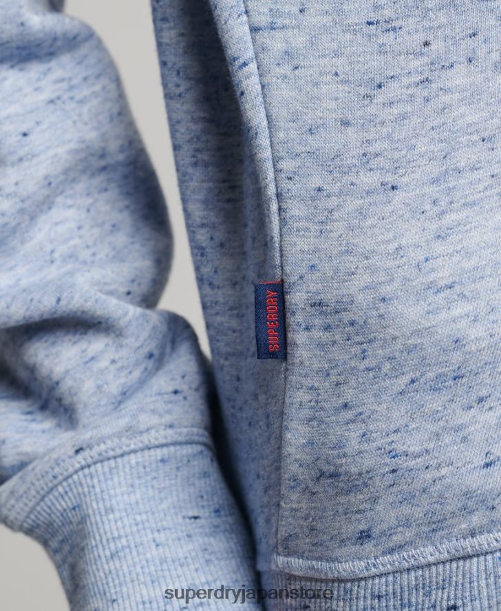 オーガニックコットン ヴィンテージロゴ ヘンリースウェットシャツ 女性 Superdry 衣類 ライトブルー 2J62PZ6711