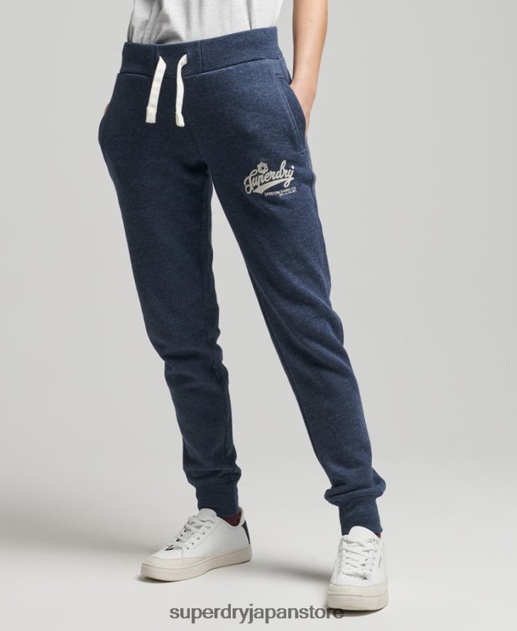 ヴィンテージスクリプトスタイルのカレッジジョガー 女性 Superdry 衣類 海軍 2J62PZ6714