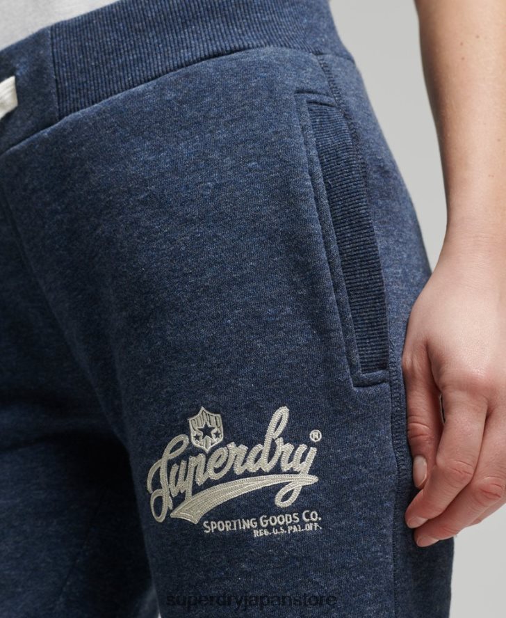 ヴィンテージスクリプトスタイルのカレッジジョガー 女性 Superdry 衣類 海軍 2J62PZ6714