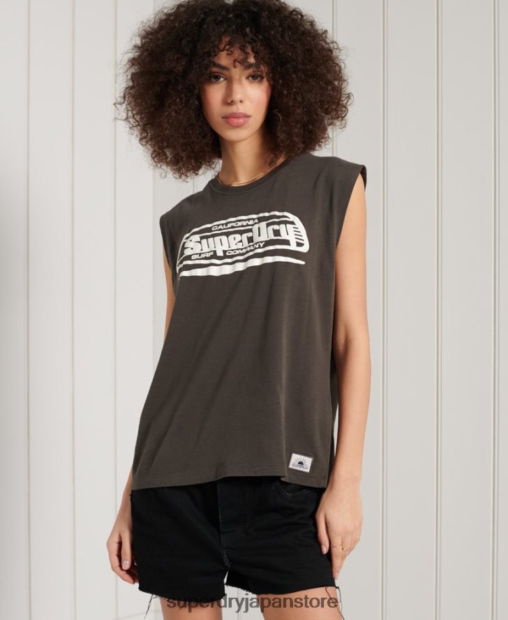 カリ サーフ グラフィック タンクトップ 女性 Superdry 衣類 濃い灰色 2J62PZ6719