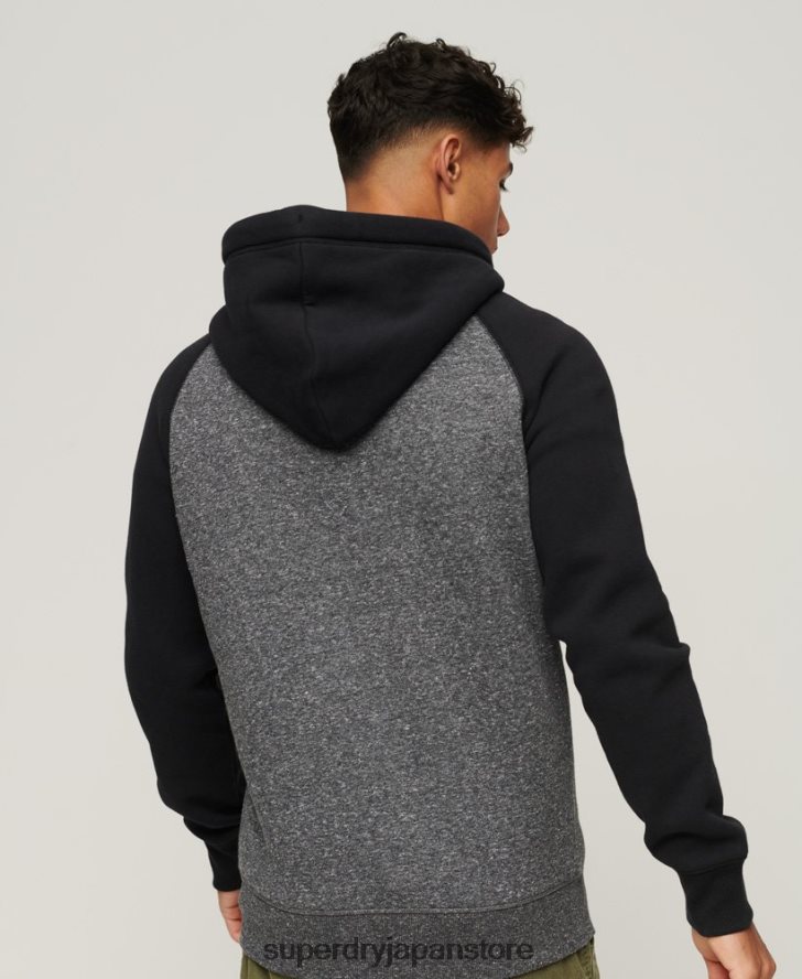 オーガニックコットン エッセンシャルロゴ ベースボール ジップ パーカー 男性 Superdry 衣類 濃い灰色 2J62PZ671