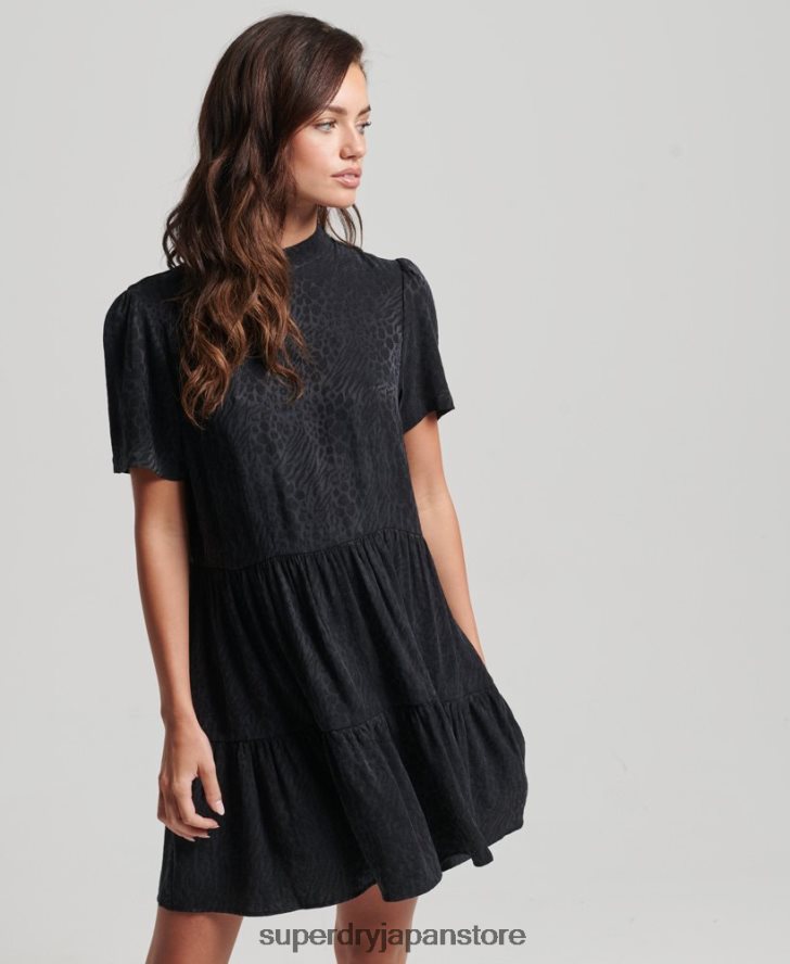ティアード半袖ミニドレス 女性 Superdry 衣類 濃い灰色 2J62PZ6720