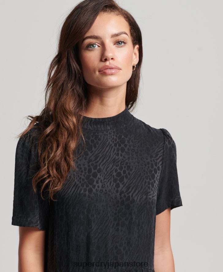 ティアード半袖ミニドレス 女性 Superdry 衣類 濃い灰色 2J62PZ6720