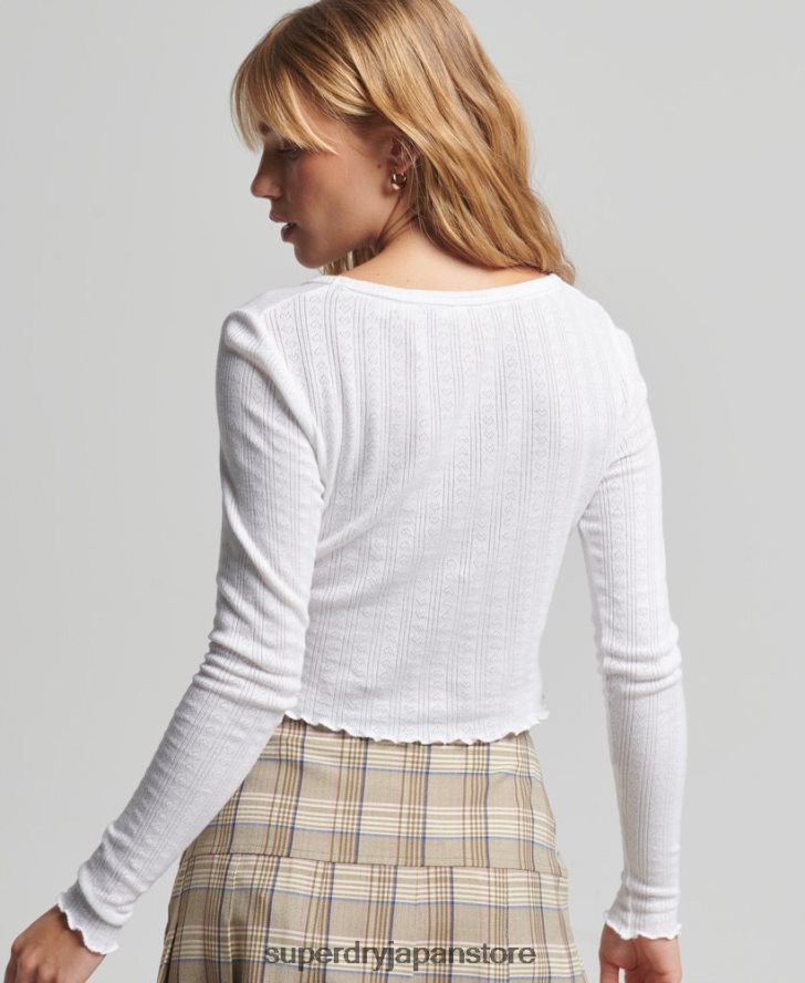 オーガニックコットン ヴィンテージ ポインテール クロップトップ 女性 Superdry 衣類 白 2J62PZ6722