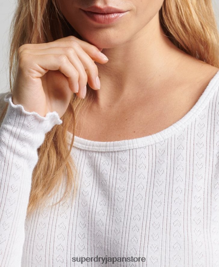 オーガニックコットン ヴィンテージ ポインテール クロップトップ 女性 Superdry 衣類 白 2J62PZ6722