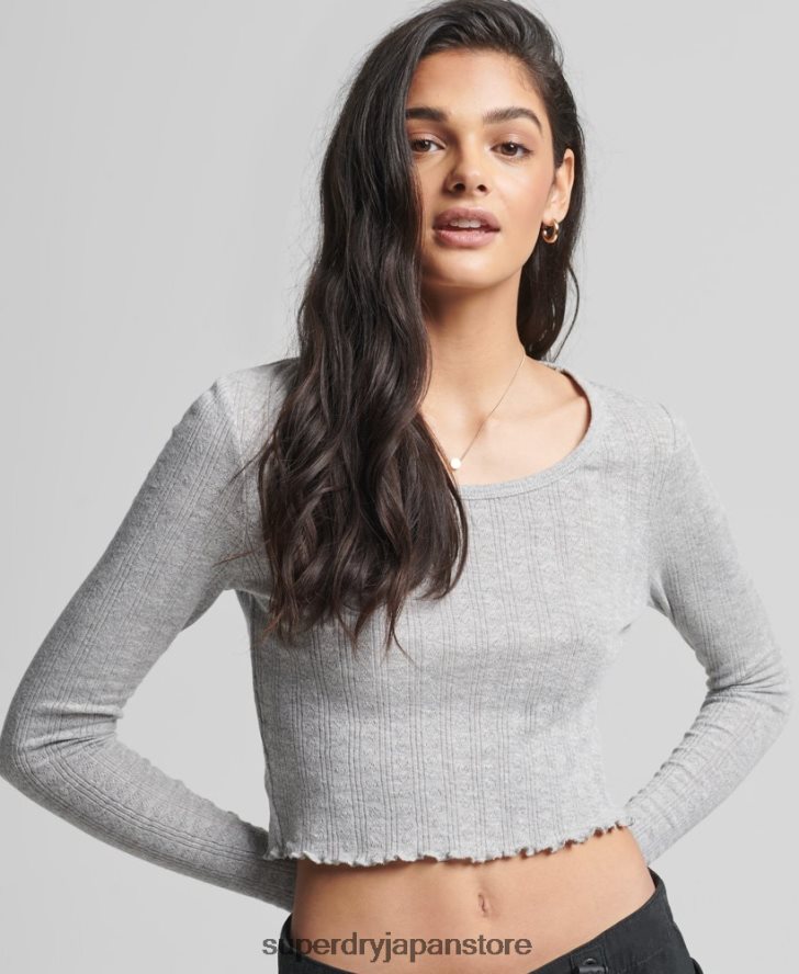 オーガニックコットン ヴィンテージ ポインテール クロップトップ 女性 Superdry 衣類 グレー 2J62PZ6724