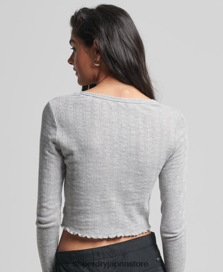 オーガニックコットン ヴィンテージ ポインテール クロップトップ 女性 Superdry 衣類 グレー 2J62PZ6724
