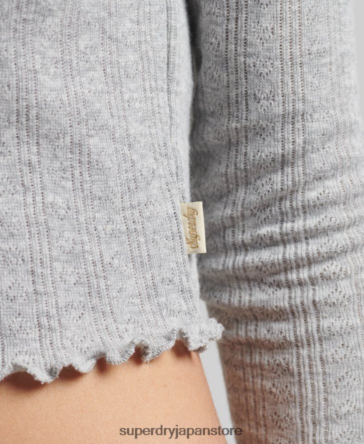 オーガニックコットン ヴィンテージ ポインテール クロップトップ 女性 Superdry 衣類 グレー 2J62PZ6724