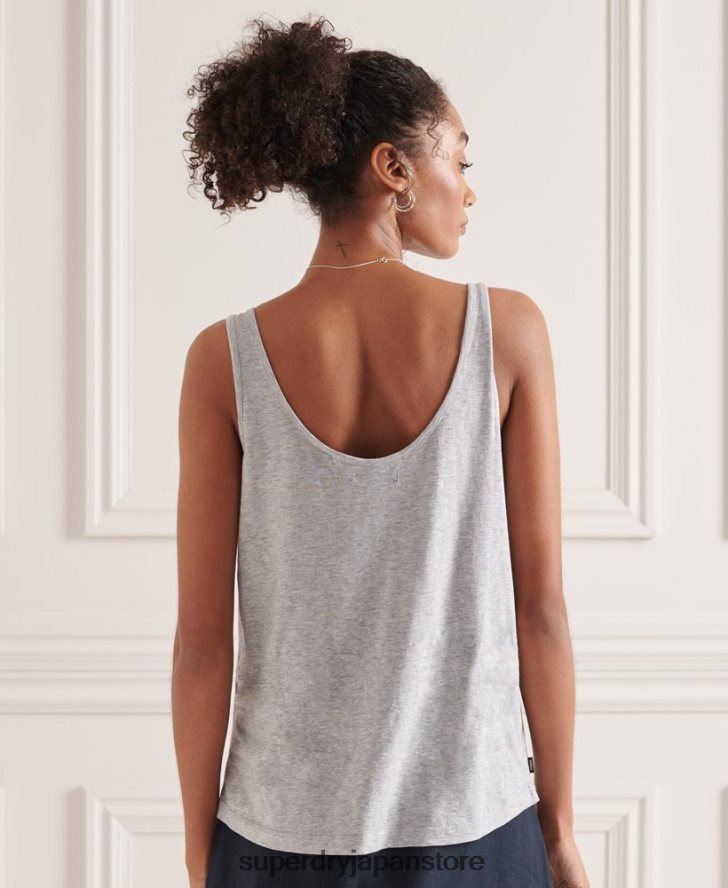 オーガニックコットンポケットタンクトップ 女性 Superdry 衣類 ライトグレー 2J62PZ6728