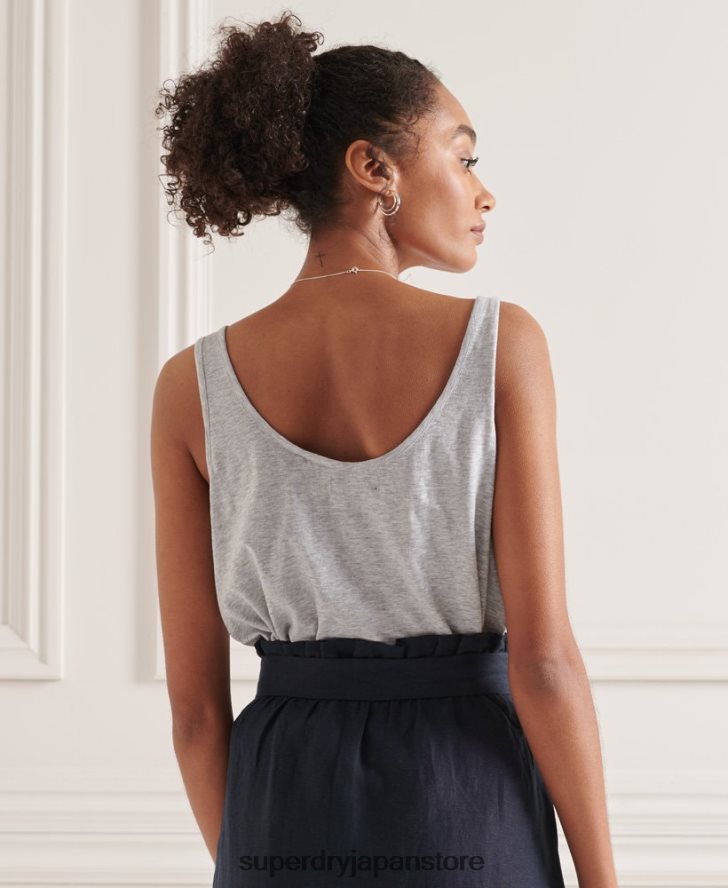 オーガニックコットンポケットタンクトップ 女性 Superdry 衣類 ライトグレー 2J62PZ6728