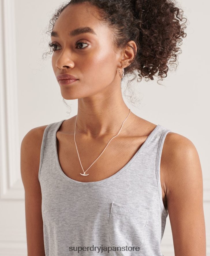 オーガニックコットンポケットタンクトップ 女性 Superdry 衣類 ライトグレー 2J62PZ6728