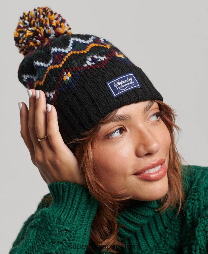 フェアアイルビーニー帽 女性 Superdry アクセサリー 黒 2J62PZ6737