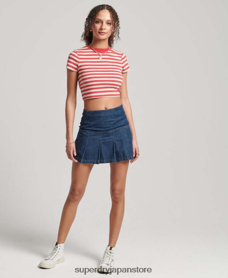 ヴィンテージデニムプリーツミニスカート 女性 Superdry 衣類 濃紺 2J62PZ6742
