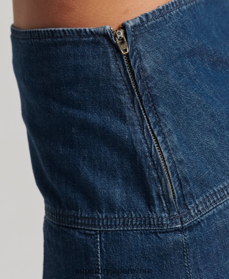 ヴィンテージデニムプリーツミニスカート 女性 Superdry 衣類 濃紺 2J62PZ6742