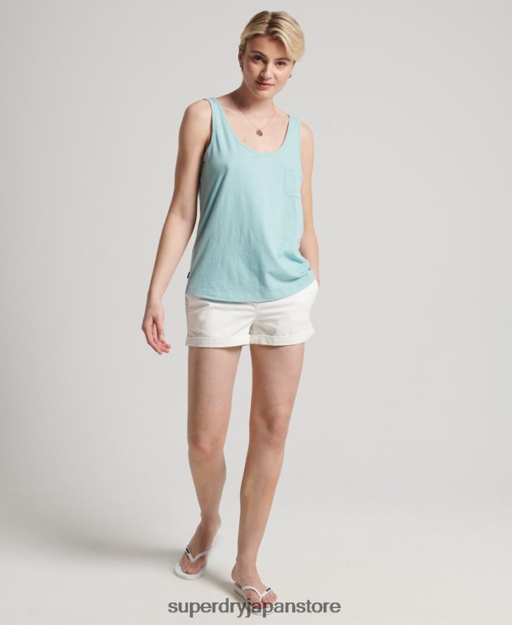 オーガニックコットンポケットタンクトップ 女性 Superdry 衣類 青 2J62PZ6744