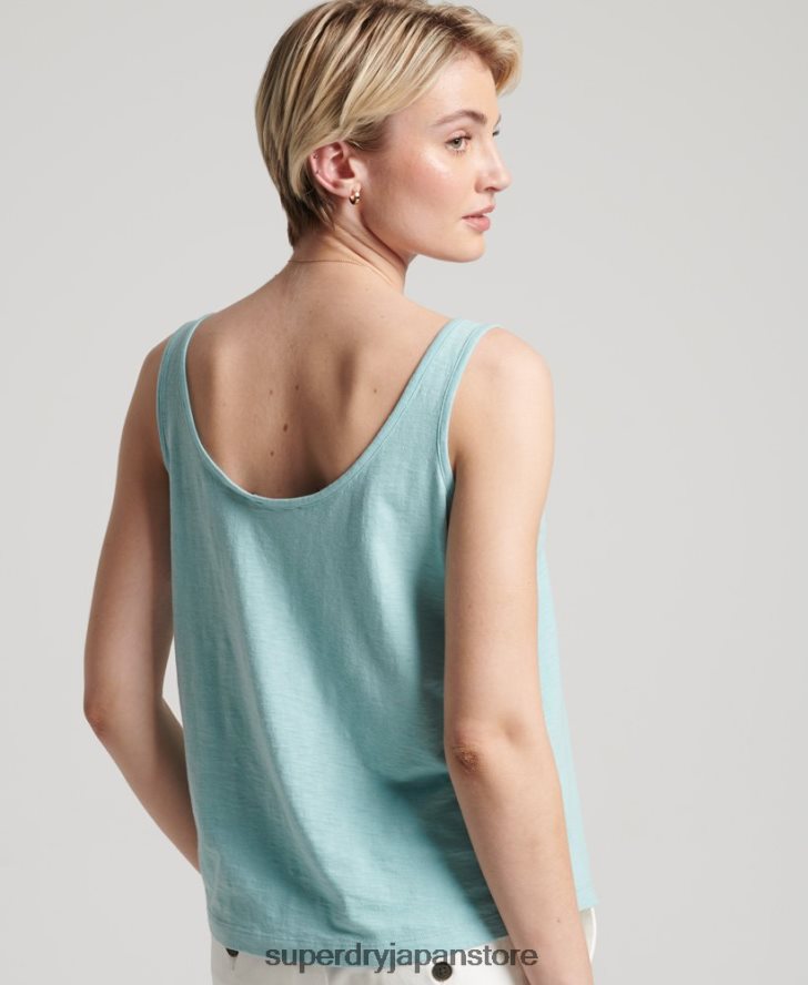 オーガニックコットンポケットタンクトップ 女性 Superdry 衣類 青 2J62PZ6744