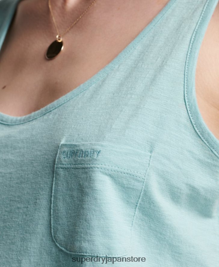 オーガニックコットンポケットタンクトップ 女性 Superdry 衣類 青 2J62PZ6744
