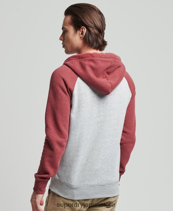 オーガニックコットン ヴィンテージロゴ ベースボールジップパーカー 男性 Superdry 衣類 ライトグレー 2J62PZ674
