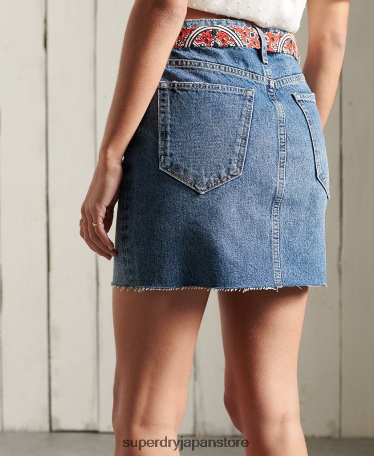 デニムミニスカート 女性 Superdry 衣類 青 2J62PZ6758