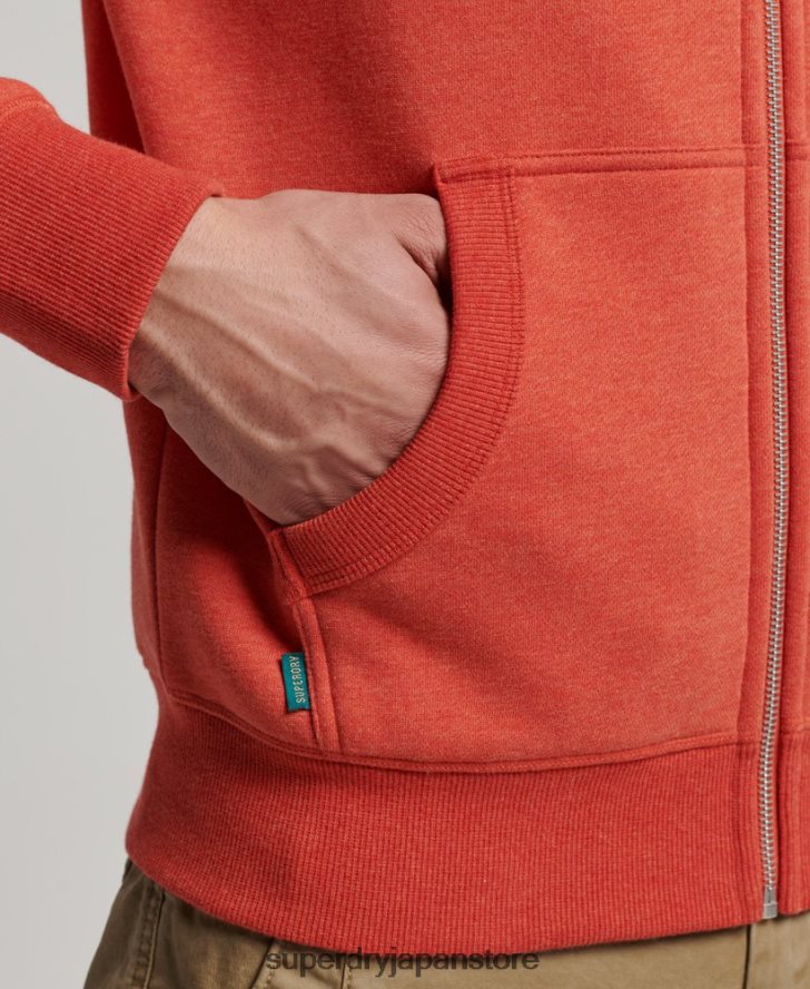 ヴィンテージロゴ刺繍ジップパーカー 男性 Superdry 衣類 オレンジ 2J62PZ675