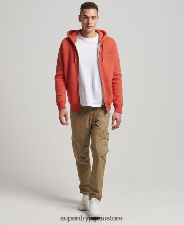 ヴィンテージロゴ刺繍ジップパーカー 男性 Superdry 衣類 オレンジ 2J62PZ675