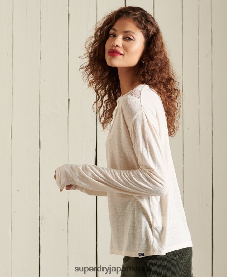シェブロンレーストップ 女性 Superdry 衣類 クリーム 2J62PZ6760