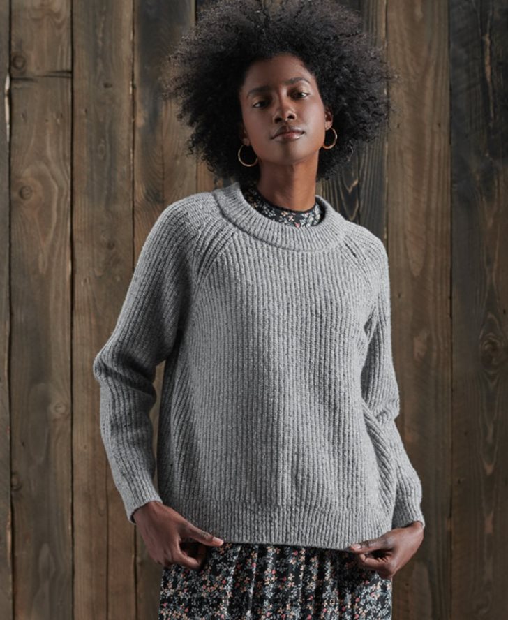 フレイヤ ツイード クルージャンパー 女性 Superdry 衣類 ライトグレー 2J62PZ6766
