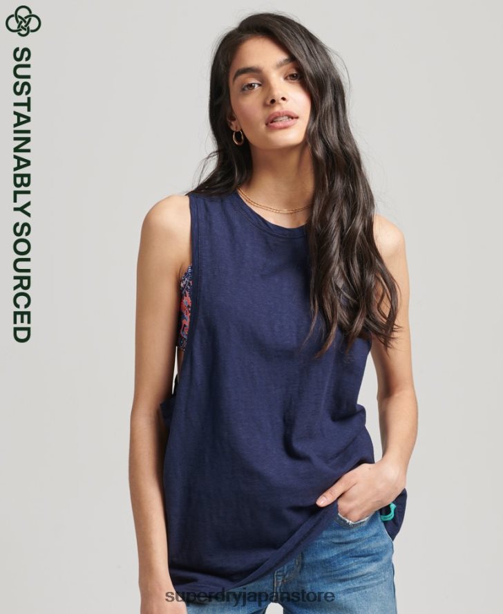 オーガニックコットン ヴィンテージ サーフ ランチェロ ベスト 女性 Superdry 衣類 海軍 2J62PZ6768