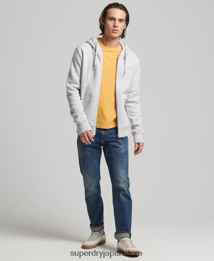 オーガニックコットン ヴィンテージロゴ刺繍ジップパーカー 男性 Superdry 衣類 ライトグレー 2J62PZ676
