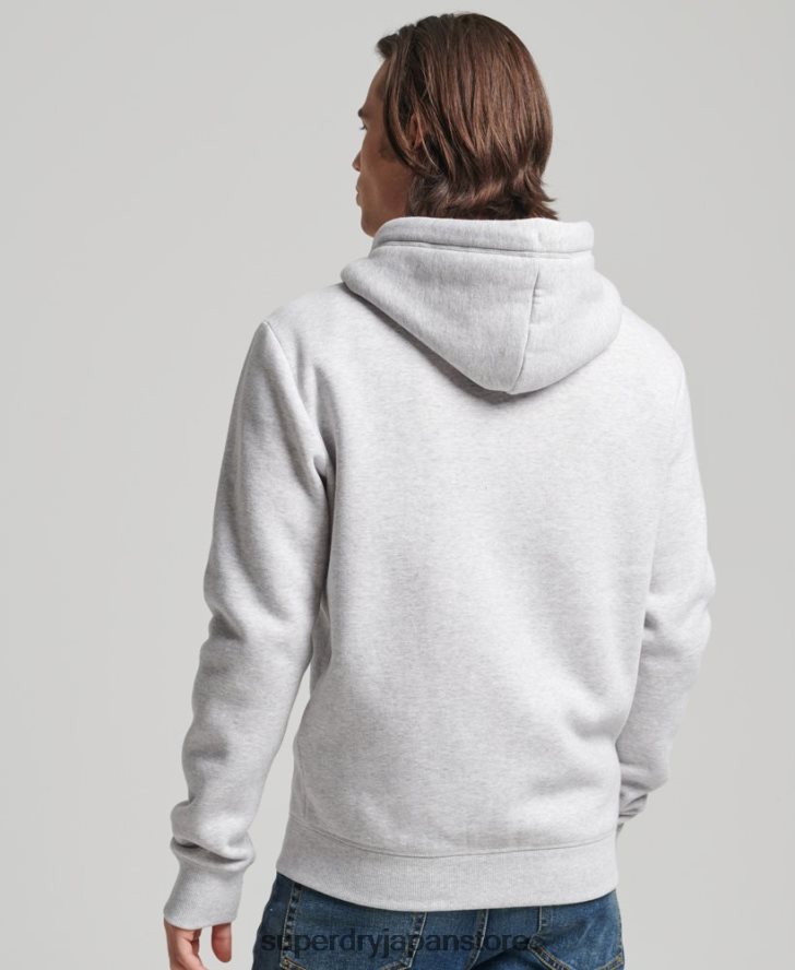 オーガニックコットン ヴィンテージロゴ刺繍ジップパーカー 男性 Superdry 衣類 ライトグレー 2J62PZ676